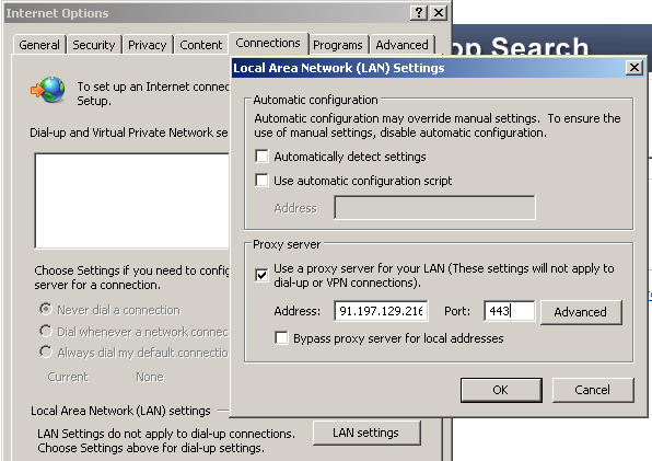 setup proxy with internet explorer